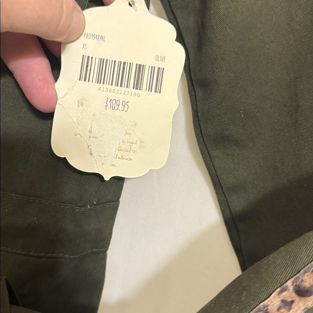 Altar’d State Olive Green Utility Jacket with Leopard Trim. XS - Picture 5 of 8